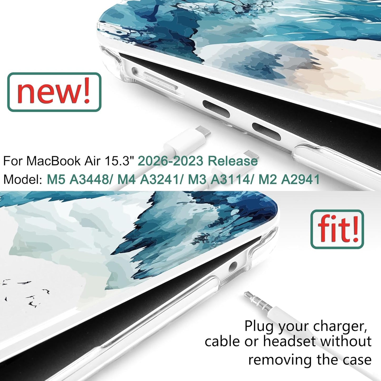 DONGKE M5 15 inch 2026 2025-2023 A3448 A3241 A3114 A2941 M4 M3 M2 Compatible with MacBook Air Case Liquid Retina