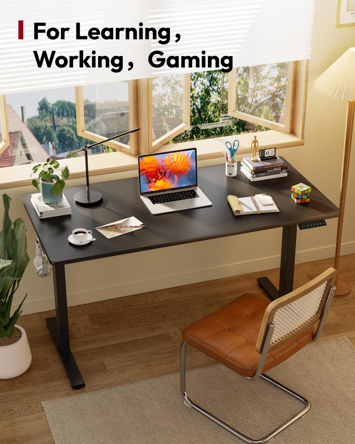 SANODESK Electric Standing Desk, 79 x 32'' Height Adjustable Sit Stand Desk with Large Splice Board Desktop Ergonomic Memory Presets Computer Workstations for Home Office, Black Frame/Black Top