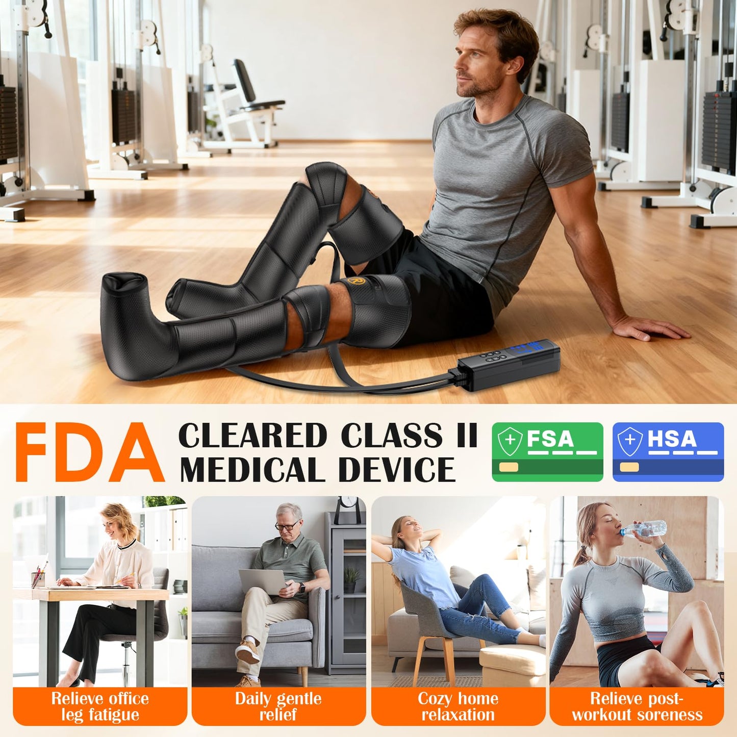 KEATFE Leg Compression Massager with Heat, Air Compression Boots for Circulation & Pain Relief, 6 Modes, 9 Intensities, 3 Heating, Gifts for Women Men Dad Mom Seniors