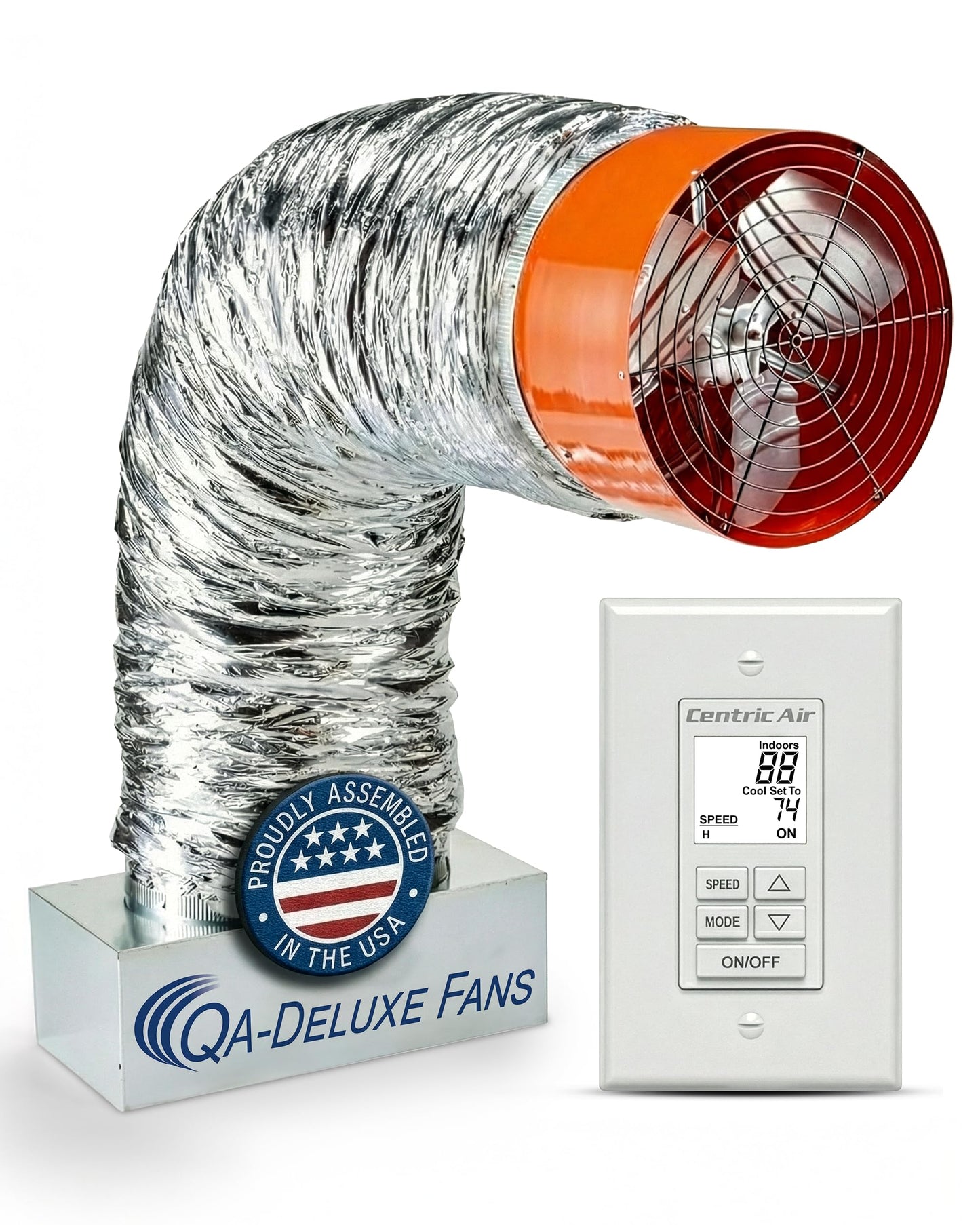 QA-Deluxe 4800 ECM Energy Efficient Whole House Fan | Low Voltage Plug & Play, 3-Speed Wall Switch with Temp & Timer | Removable Grill –10-Year Warranty –Up to 2800 sq ft (2-Story)&1900 sqft 1-Story