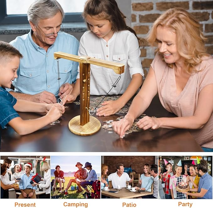 Ring Toss Game for Adults, Wooden Hook and Ring Game, Outdoor Indoor Game, Table Top Games for Bars, Home, Party, Patio Decor Great Yard Games 11.81" X 13" Large Size