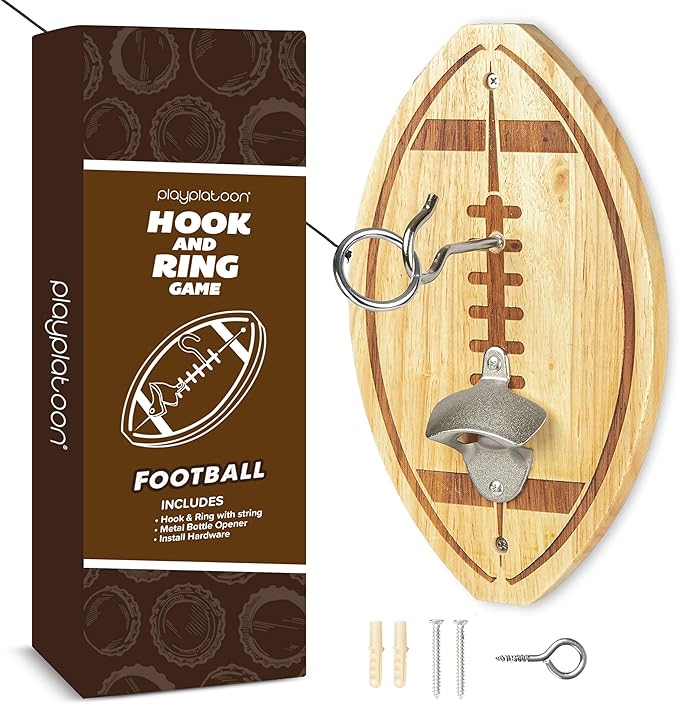 Play Platoon Hook and Ring Toss Bar Game for Adults - Wood Toss Ring Game for Adults - Perfect Home, Basements, & Bar Gifts