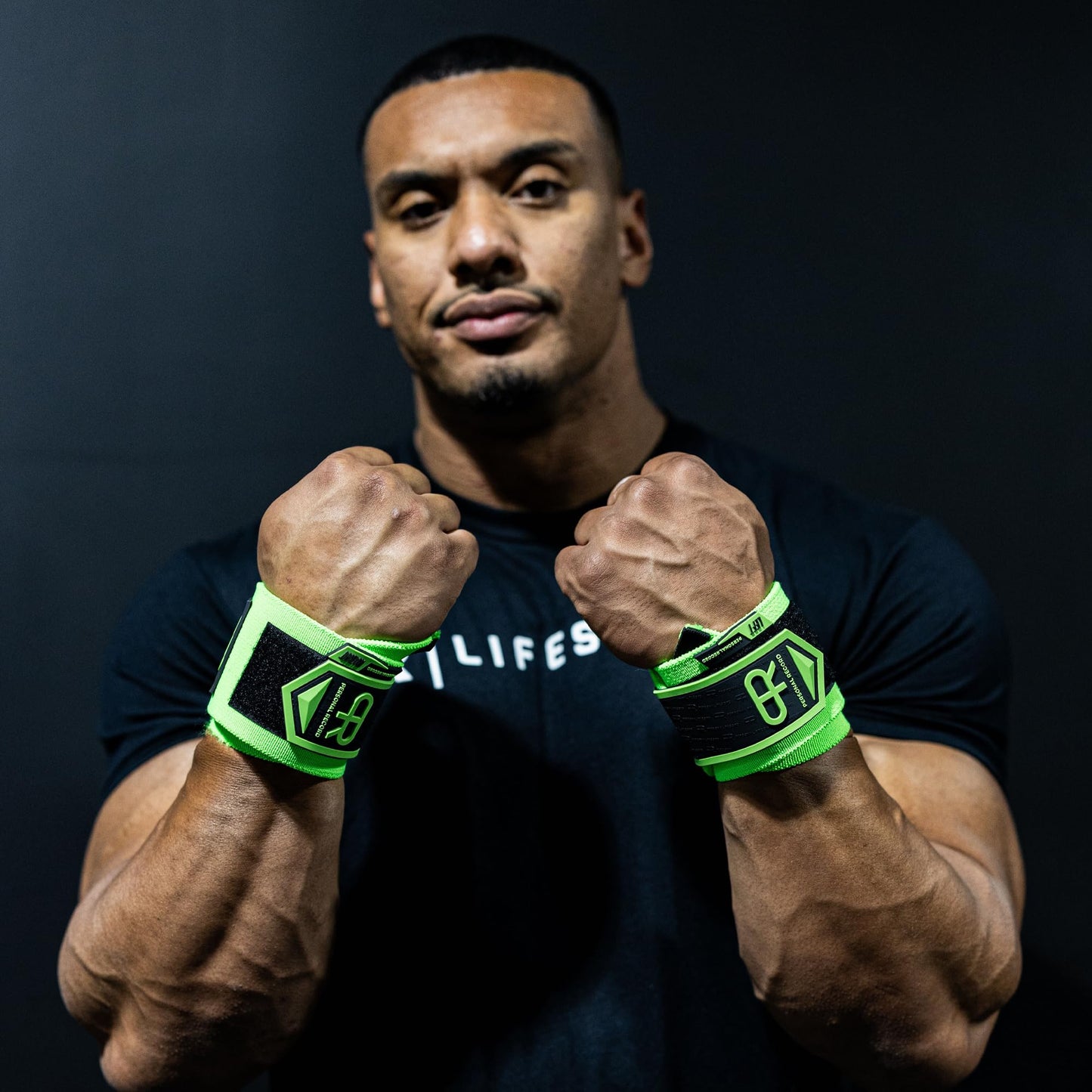 PR PePR Personal Record Heavy Duty Premium Wrist Wraps, More Elasticity, Reinforced Stitching, Extra Wide Strap, Strong Thumb Loop, Larry Wheels Weightlifting Wraps, Lifting Wrist Wraps (Neon)