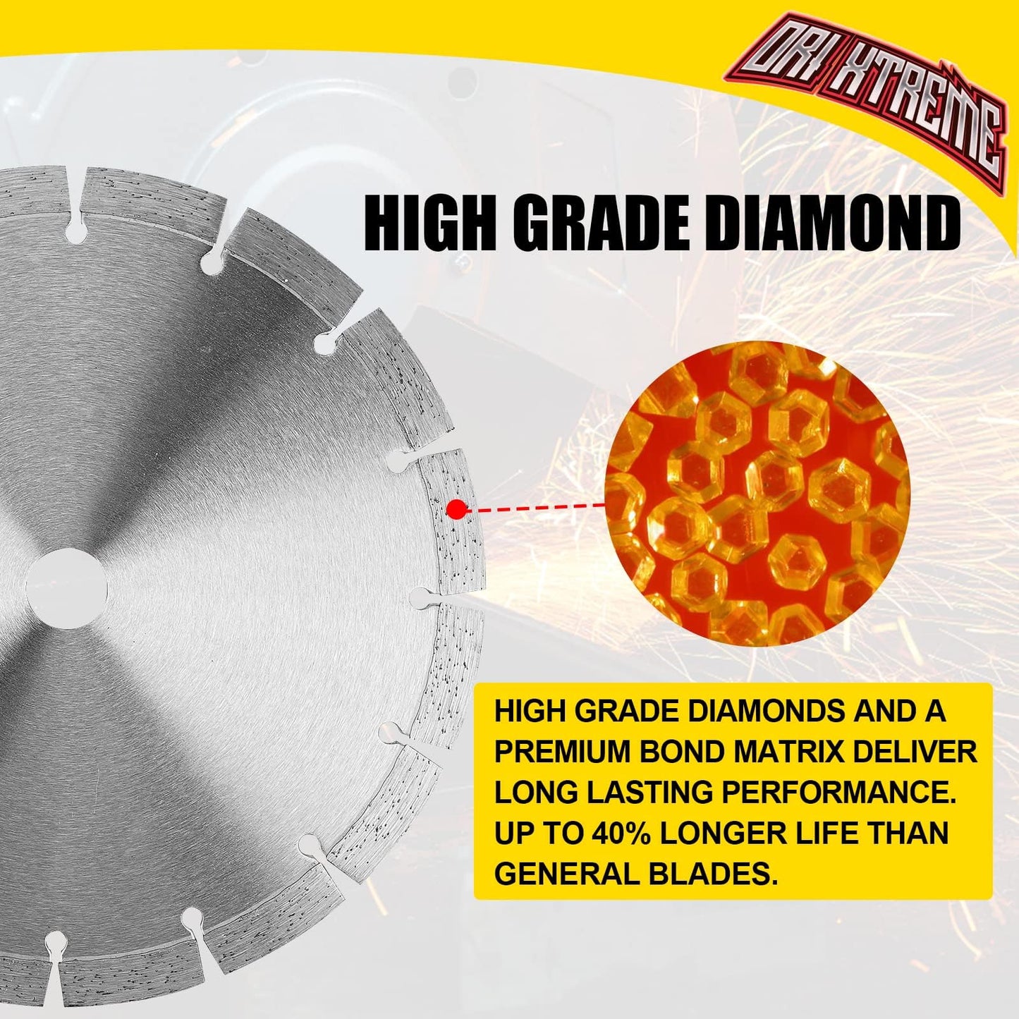 ORIXTREME 14 Inch Diamond Concrete Saw Blade 10Pcs, Segmented General Purpose Blade Dry/Wet Cutting Concrete, Reinforced Concrete, Masonry, Brick, Block,1"-20mm Arbor
