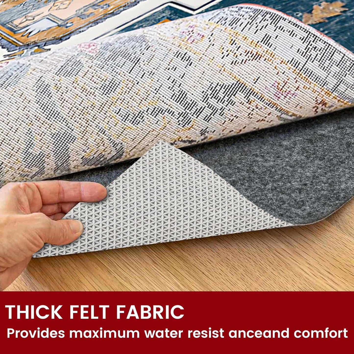 Skiennix Waterproof Rug Pad - Non-Slip Carpet Pad for All Floors | 8x10 ft Felt Pad for Hardwood