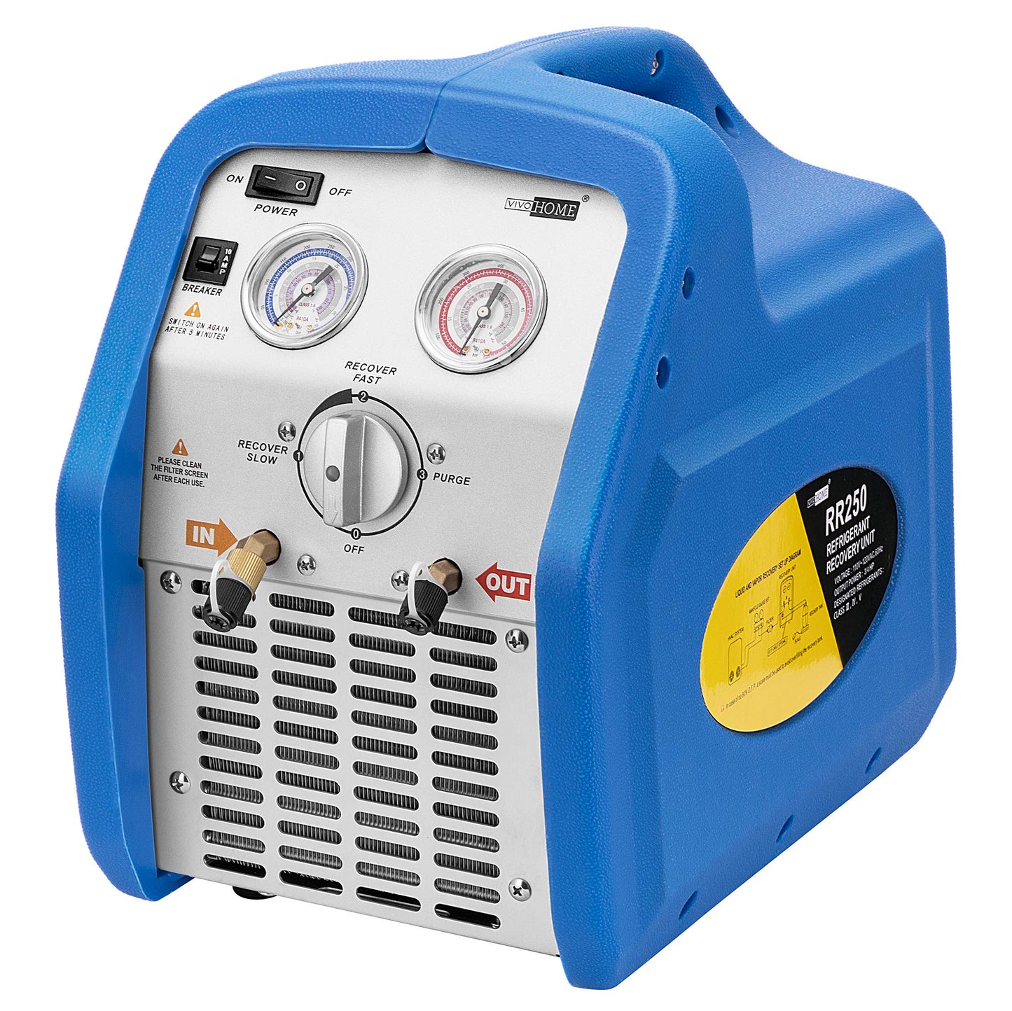 VIVOHOME 110V 1/4 HP 3.5CFM Single Stage Rotary Vane Air Vacuum Pump with Single Cylinder Portable Refrigerant Recovery Machine