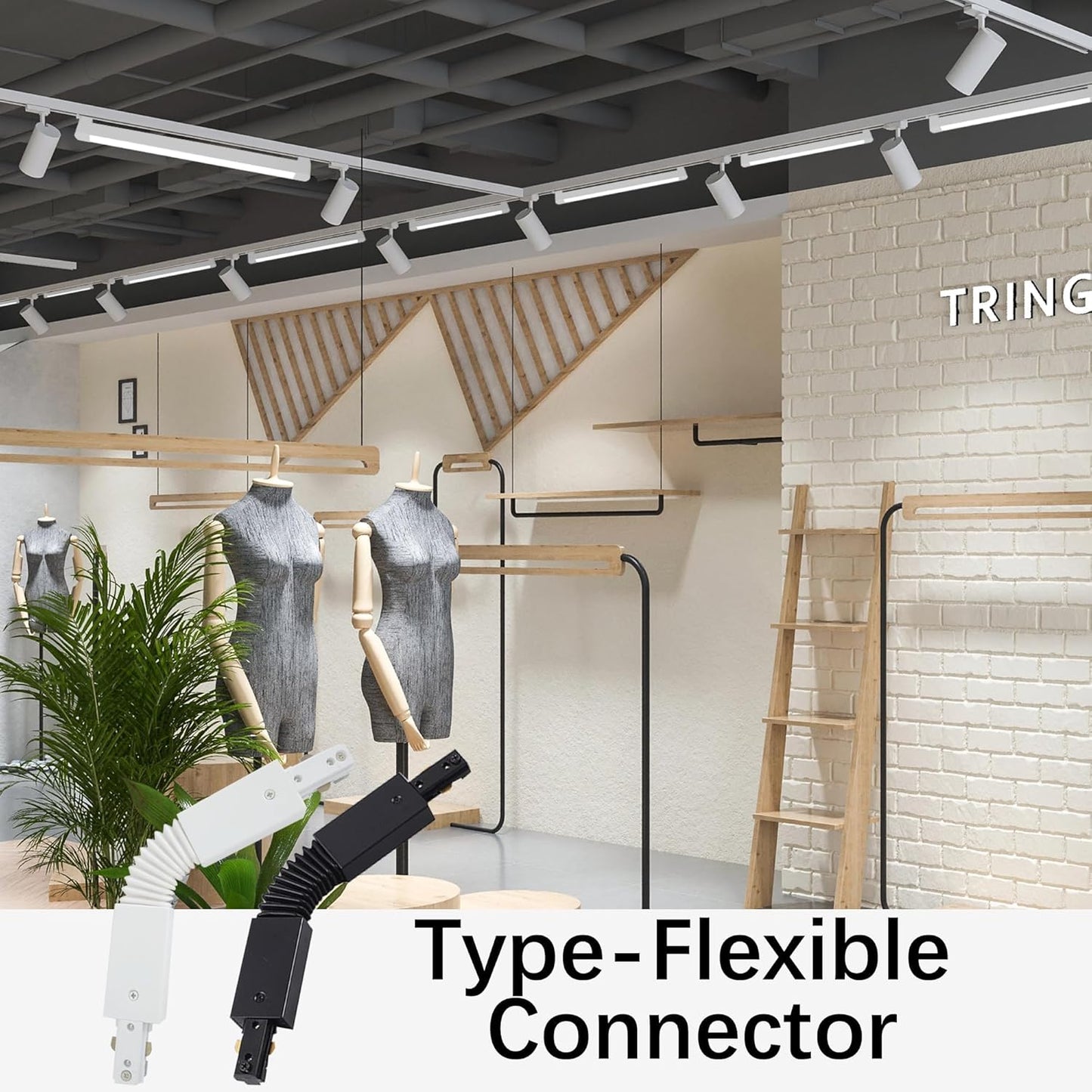Skiennix H Type Track Lighting Connector - Flexible White 3-Wire Adjustable Accessory