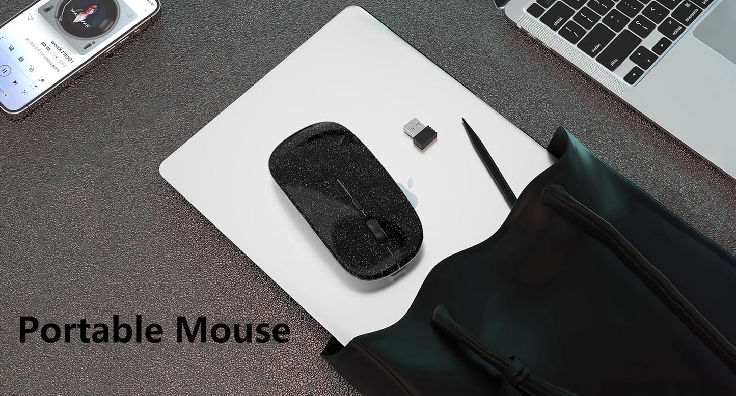 WREANU Use(Bluetooth5.2 2.4GHz Wireless Bluetooth Mouse Rechargeable Laptop Mice Silent Slim and Portable USB