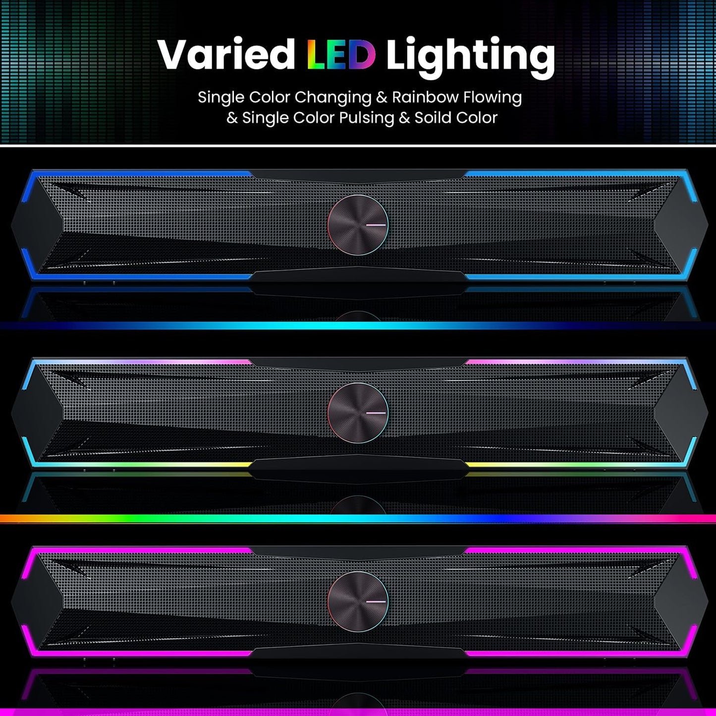 Tylubio Computer Speakers for Pc Desktop with Clear Sound, Flowing LED PC Speaker for Computer Desktop Laptop Monitor