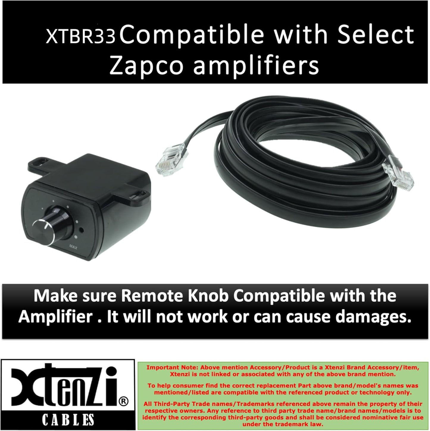 Xtenzi XTBR33 Replacment Bass Gain Volume Knob Control Remote KNOB for Z-BR II Remote Level Control Compatiable