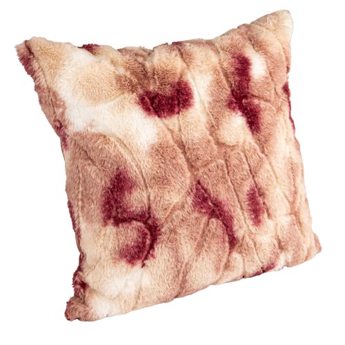 Bloomingville, Pink and Rose Faux Fur Pillow, Pattern and Velvet Back, Color