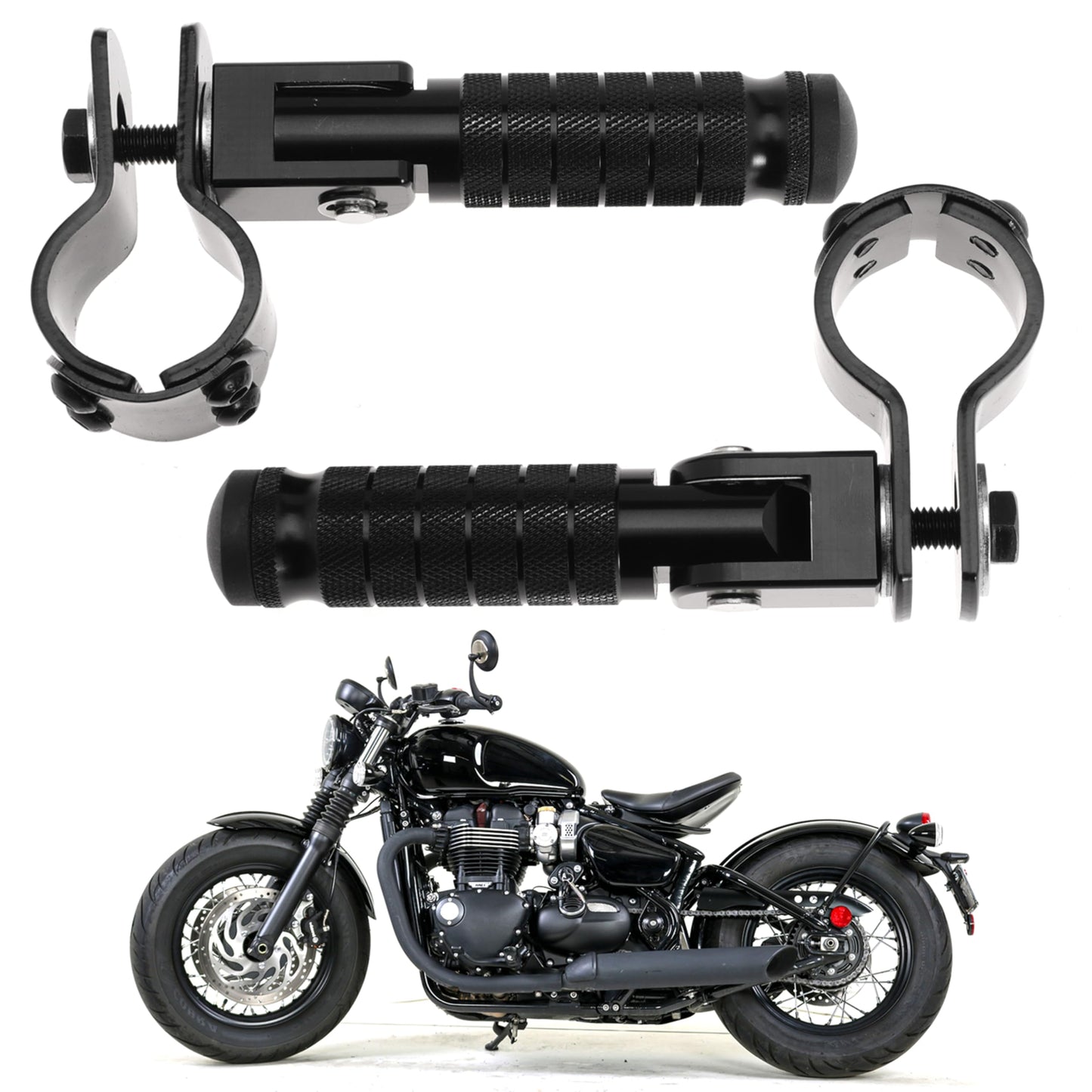 M8 Motorcycle Footrests For Yamaha For Honda For Suzuki For Aprilia 90 Degree Foldable Footpegs Motorbike MiniBike Dirt Pit Bike CNC Motorcycle Folding Footpegs Rearsets Folded Footrest (Black)