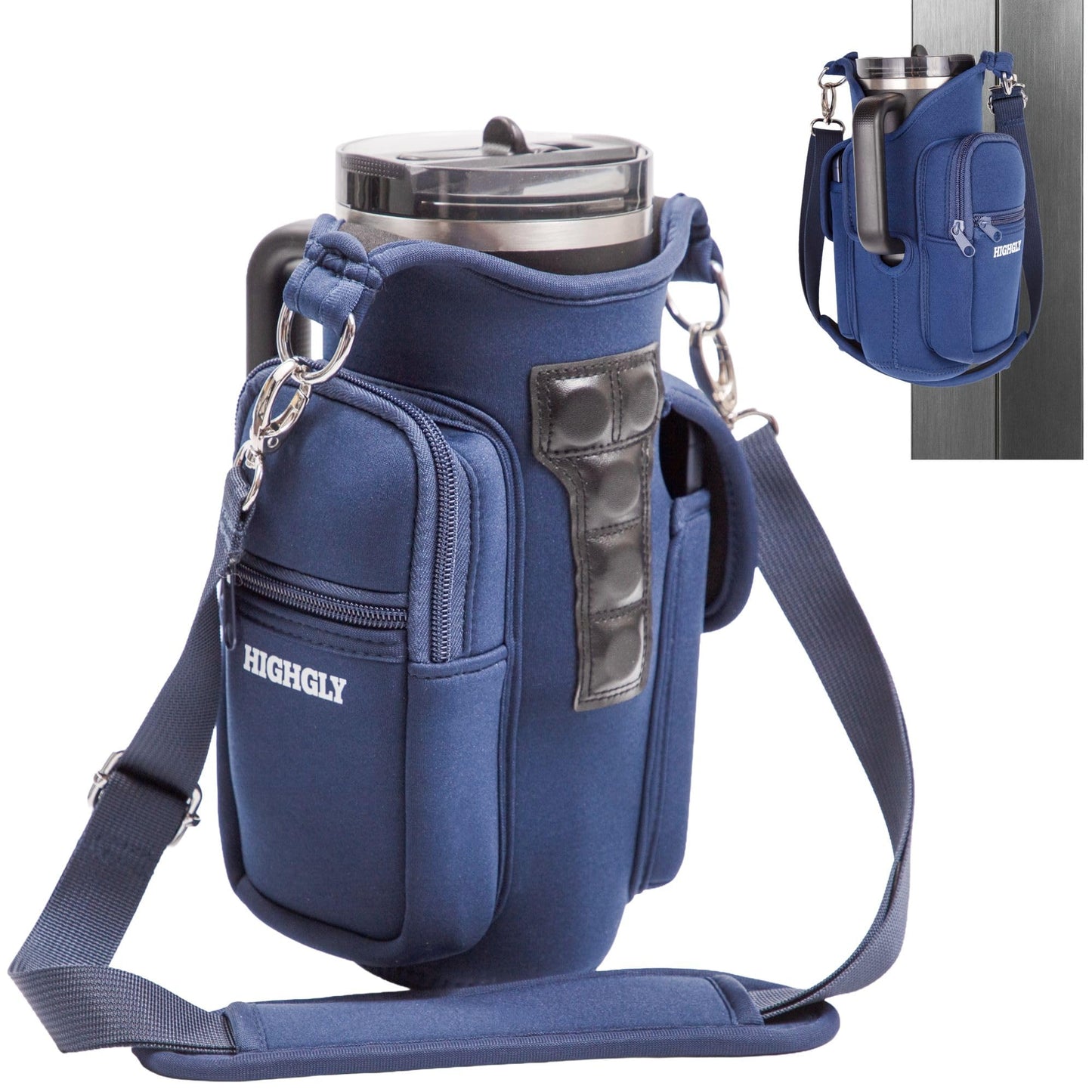 Tumbler Carrier Bag for Stanley & Owala 30–40oz, Magnetic Water Bottle Holder for Gym Equipment, Crossbody Cup Holder with Phone Pocket