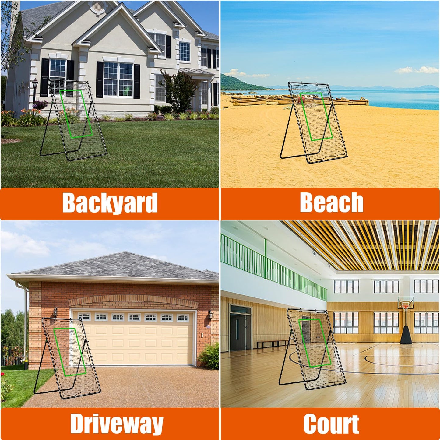 Adjustable Volleyball Rebounder Net 4x7ft, Bounce Back Practice Equipment for Practicing Volleying, Bumping, Spiking-with Volleyball&Bag