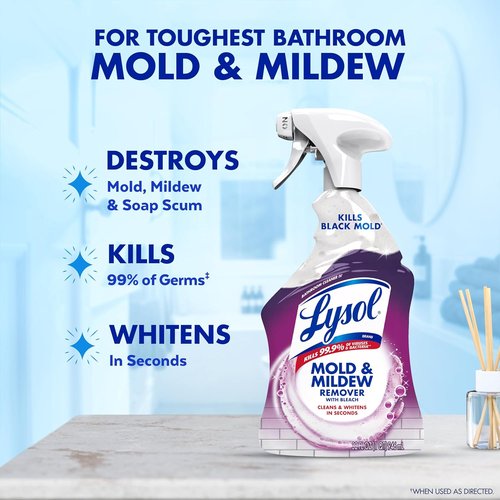 Lysol Mold & Mildew Remover Spray - Powerful Disinfectant & Stain Remover for Bathroom | 32oz