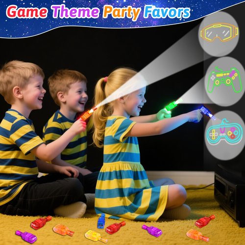 32 Pcs Video Game Party Favors Finger Lights Gamer Birthday Decorations, Neon Glow in the Dark Light Up Party Supplies Gaming Toys Fun Gifts Bulk for Kids Goodie Bags Stuffers Classroom Prizes