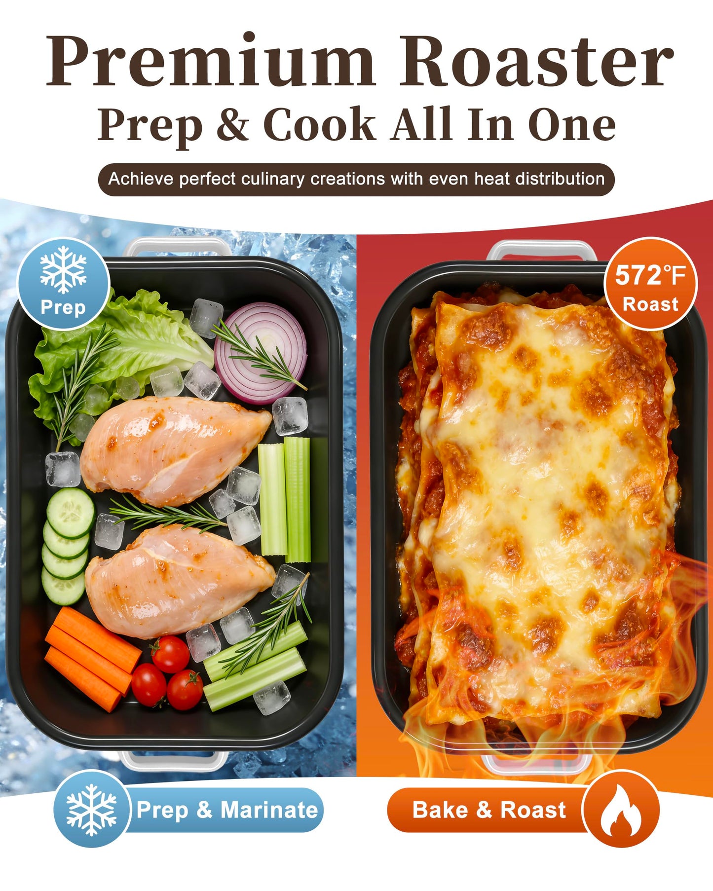 MCCSI Casserole Dishes for Oven Lasagna Pan 6-Pack Baking Set with Handle & Rack 14&17 Inch Large Enamel Cookware, High Temperature Resistance Dishwasher Safe Non-Stick Mother's Wedding Gift Bakeware