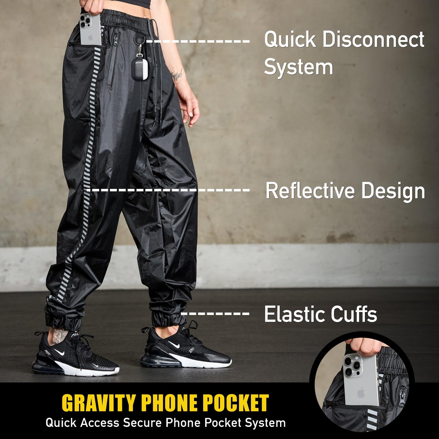 Elite Sports Zipper Sauna Suit for Men & Women – Weight Loss Full Body Hoodie Sweat Suit, Lightweight Anti-Rip PVC Fabric for Boxing, MMA, Gym Workout, Fitness Training Gear (Black, Large)