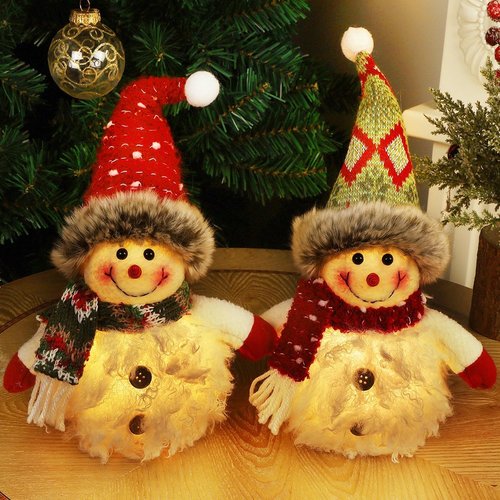 Juegoal Lighted Snowman Figurines - 10 Inch Christmas Table Decorations | Battery Operated Holiday Ornaments