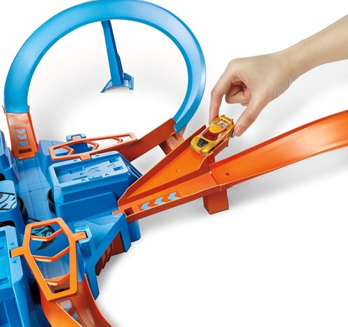 Hot Wheels Track Set - Motorized Booster with 4 Intersections for Crashing | 1:64 Scale Toy Car