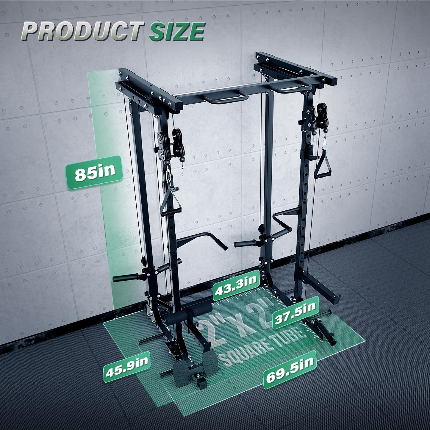 MAJOR FITNESS Drone3 Power Rack, 2500lbs Multi-Function Home Gym Squat Rack with Dual Pulley System, Pull-Up Bar & J-Hooks, Heavy-Duty Steel Frame for Maximum Stability & Strength Training