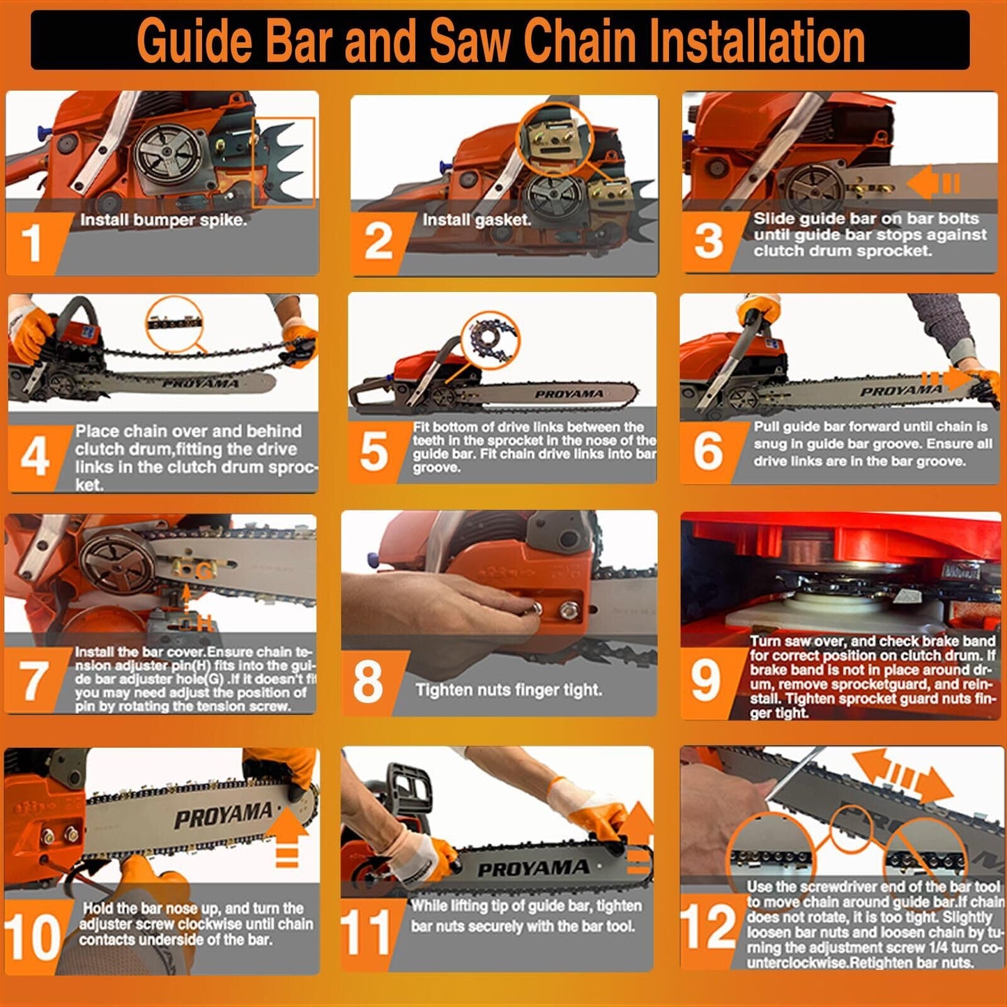 PROYAMA 68CC 2-Cycle Top Handle Gas Powered Chainsaw 24 Inch 20 Inch Petrol Handheld Cordless Chain Saw for Tree Wood Cutting