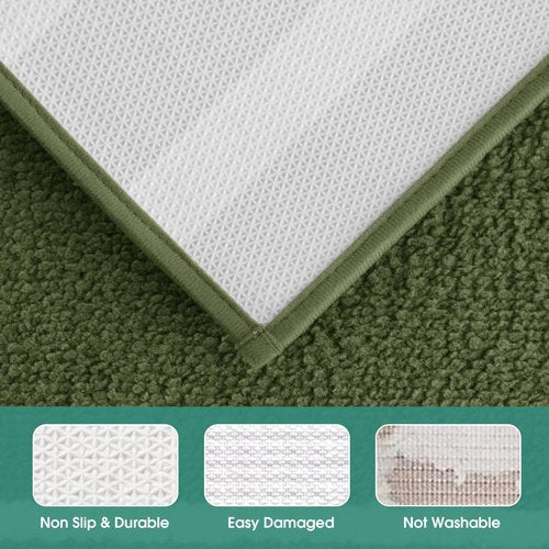 HOMEIDEAS Bathroom Rug Set 2 Piece, Striped Super Absorbent Soft Microfiber Non-Slip Washable Bath Mats for Shower and Tub (Sage Green)