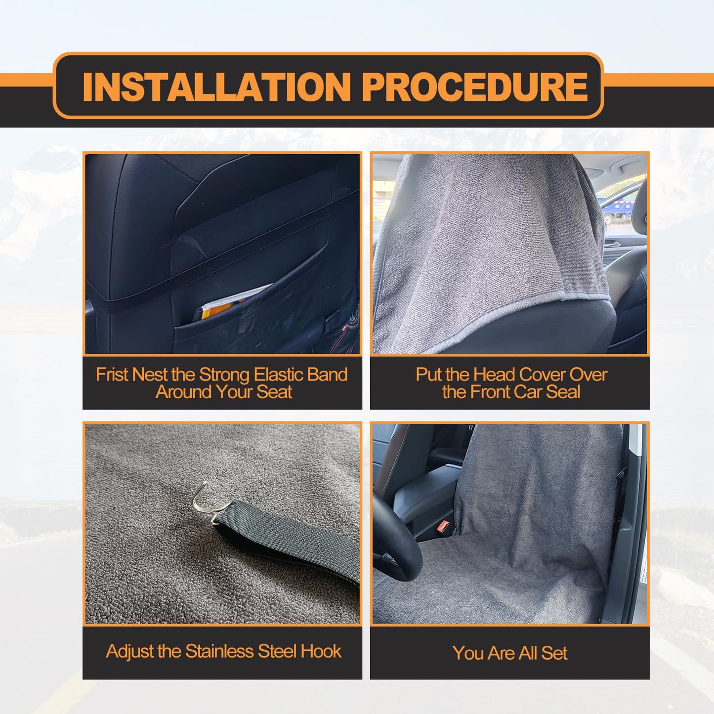 KEVWR Car Waterproof Towel Front Seats Seat Covers, Washable Seat Protector, Fit Beach Swimming Outdoor Sports, Compatible with Most Cars Trucks Suvs Car (Grey)