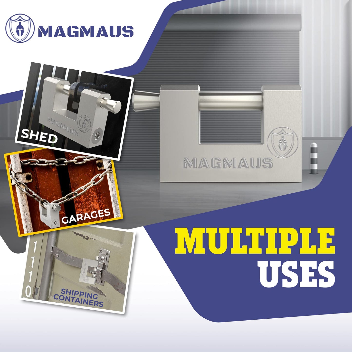 Magmaus® RTL70 [Armoured] High Security Padlock – Heavy Duty Container Lock with 0.70” Shackle Clearance & 0.39” Thick Bolt – Weatherproof Outdoor Lock for Storage Unit, Shed, Gate, Garage - 3 Keys