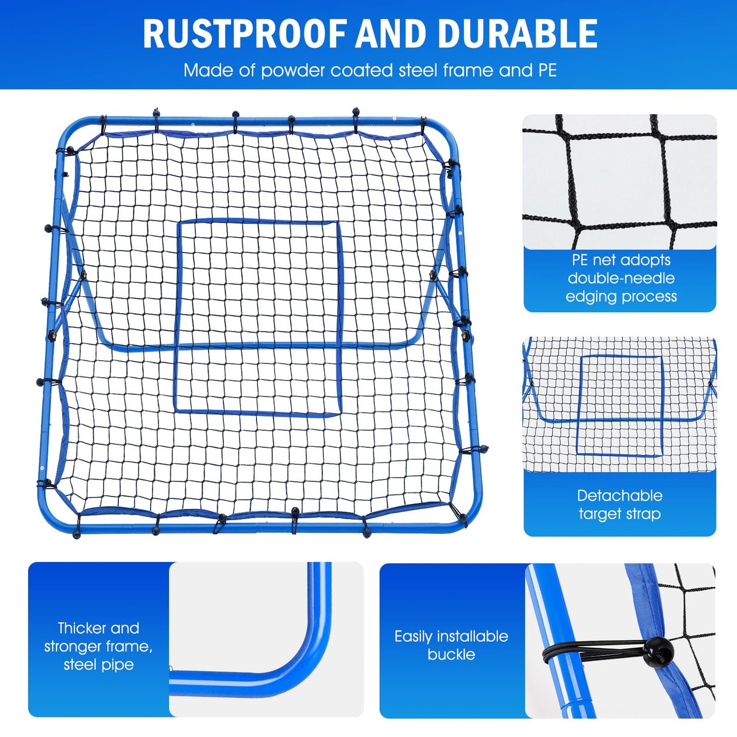 Volleyball Rebounder Net, Soccer Baseball Rebound Pitchback Net, 4x4ft Adjustable Target Practice Nets, Easy Setup Softball Bounce Back Trainer Equipment, Improve Sport Training Skills for Backyard
