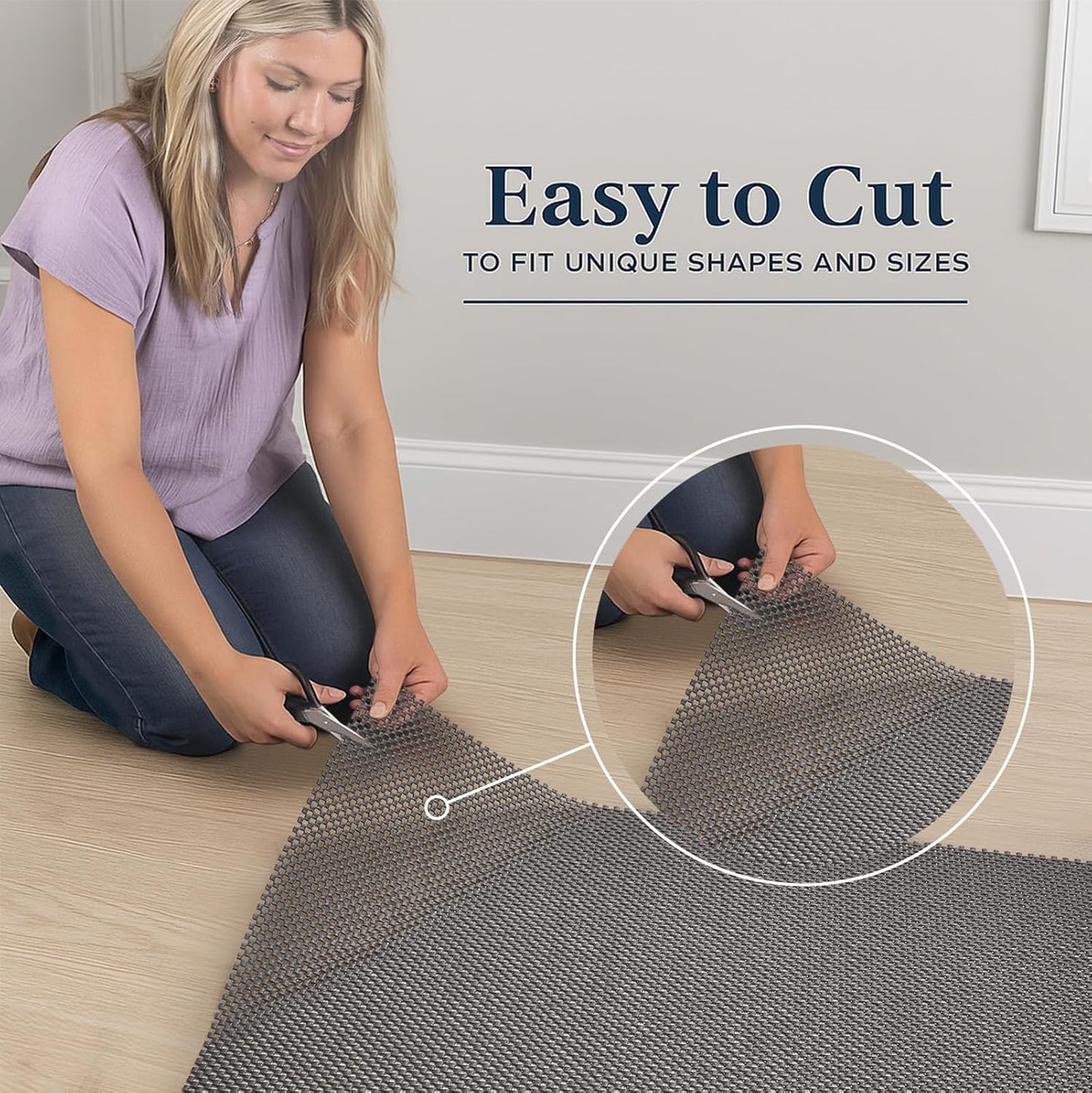 Veken Rug Pad Gripper - Non-Slip Dark Grey for Hardwood & Tile Floors | 9x12 Ft Thick Anti-Skid Mat