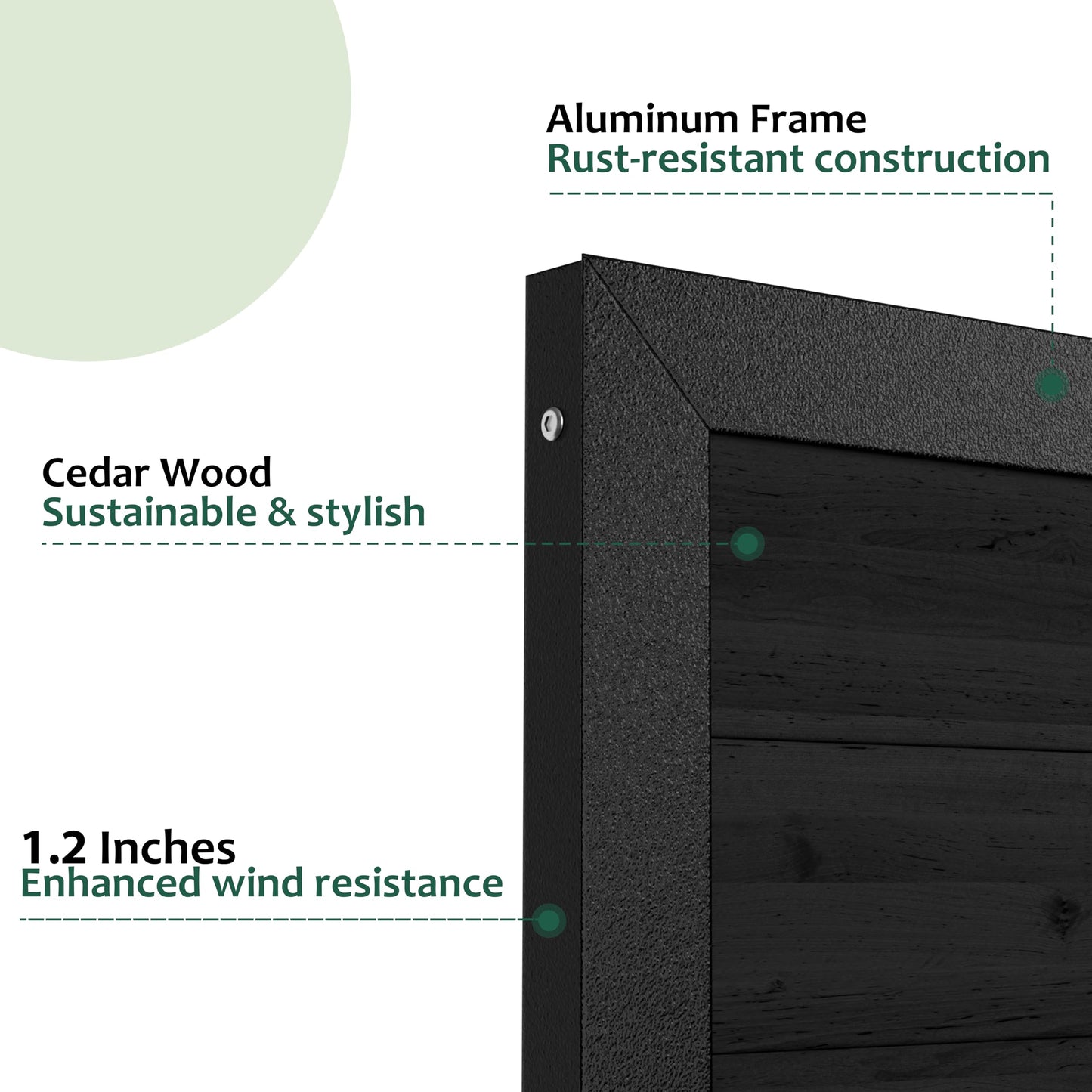 BlueWish 6 x 3 FT Cedar Wood Fence Gate Kit, Board-on-Board Privacy Fence Gate, Aluminum Frame with Security Lock System, Outdoor Garden Yard Complete Gate Kit for Backyard, Pool, Black