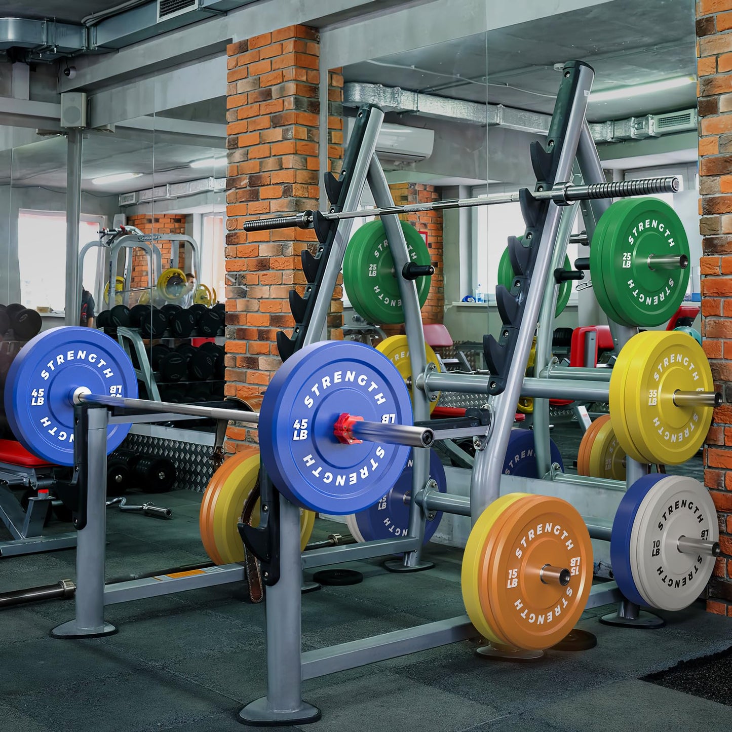 Rendpas Premium Color-Coded Rubber Bumper Plates Set - 2 Inch Noise Reducing Olympic Weight Plates for Cross Training (260LB)