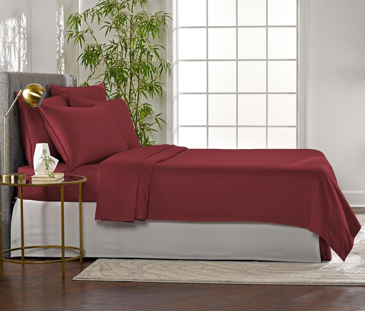 Pure Bamboo Queen Sheets - Luxuriously Soft 100% Organic Viscose Bed Set | Cooling & Durable (Merlot)