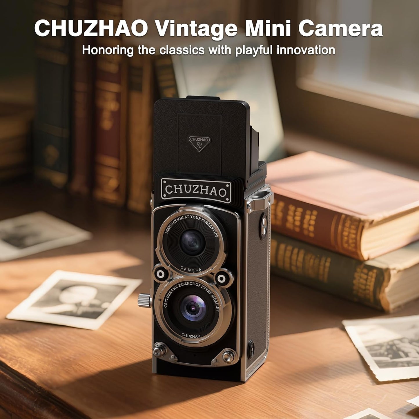 JOYTRIP 1080P 12MP 16 CHUZHAO Vintage Mini Digital Camera, Portable TLR Style Retro Point and Shoot Compact Small
