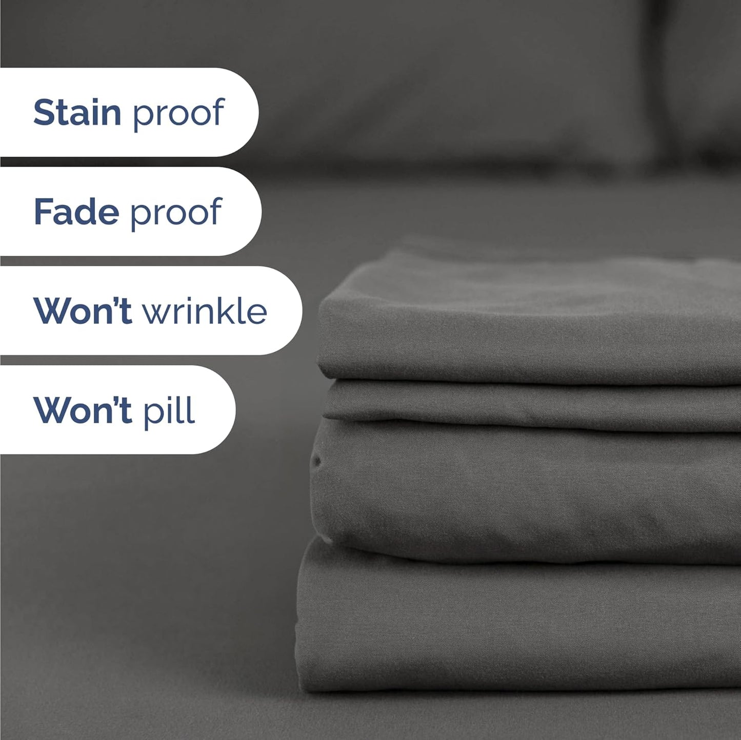 Skiennix Twin Size 3-Piece Sheet Set - Comfy Cooling Bed Sheets - Ultra-Soft, Deep Pockets - Charcoal
