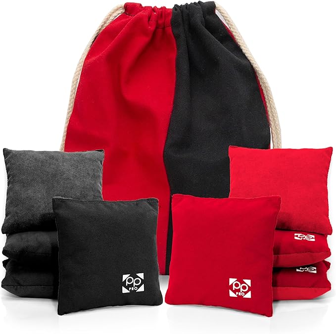Professional Cornhole Bags - Set of 8 Regulation All Weather Double Sided - Sticky Side/Slick Side Bean Bags for Pro Corn Hole Game