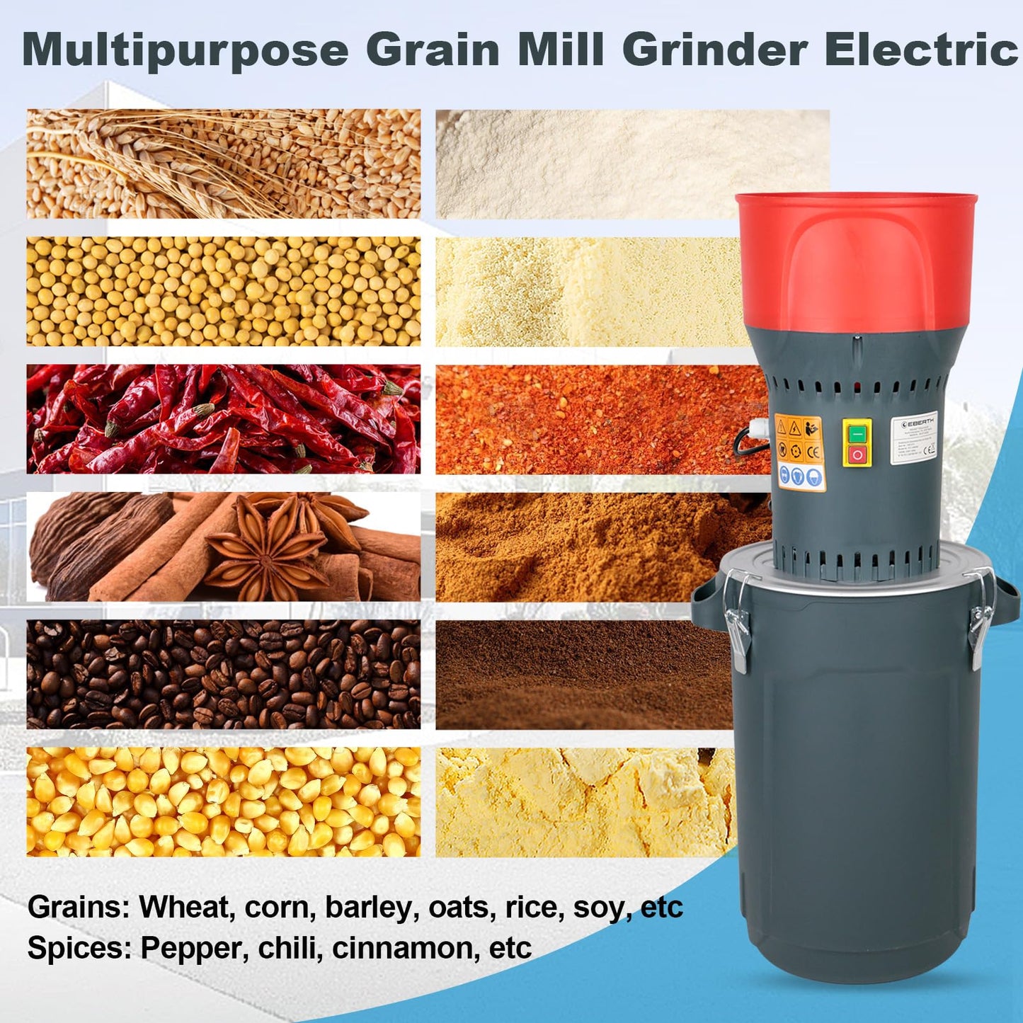 DETODDA 15.8 Gallons Corn Grinder Mill, Dry Grain Mill Grinders Electric, Grain Grinder Mills, Farm Home Wheat Grinders for Spice Rice Feed Flour Cereals, 7 Sizes Sieves