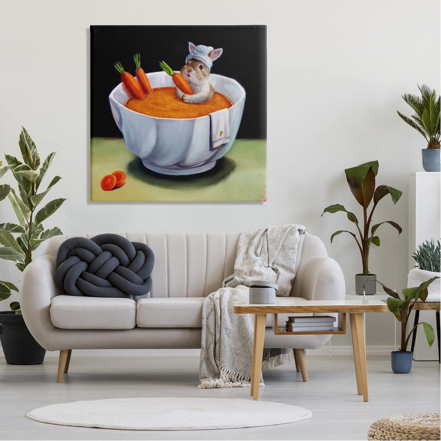 Stupell Industries Bunny Rabbit Carrot Vegetable Soup Bath Animal Portrait Canvas Wall Art, Design by Lucia Heffernan