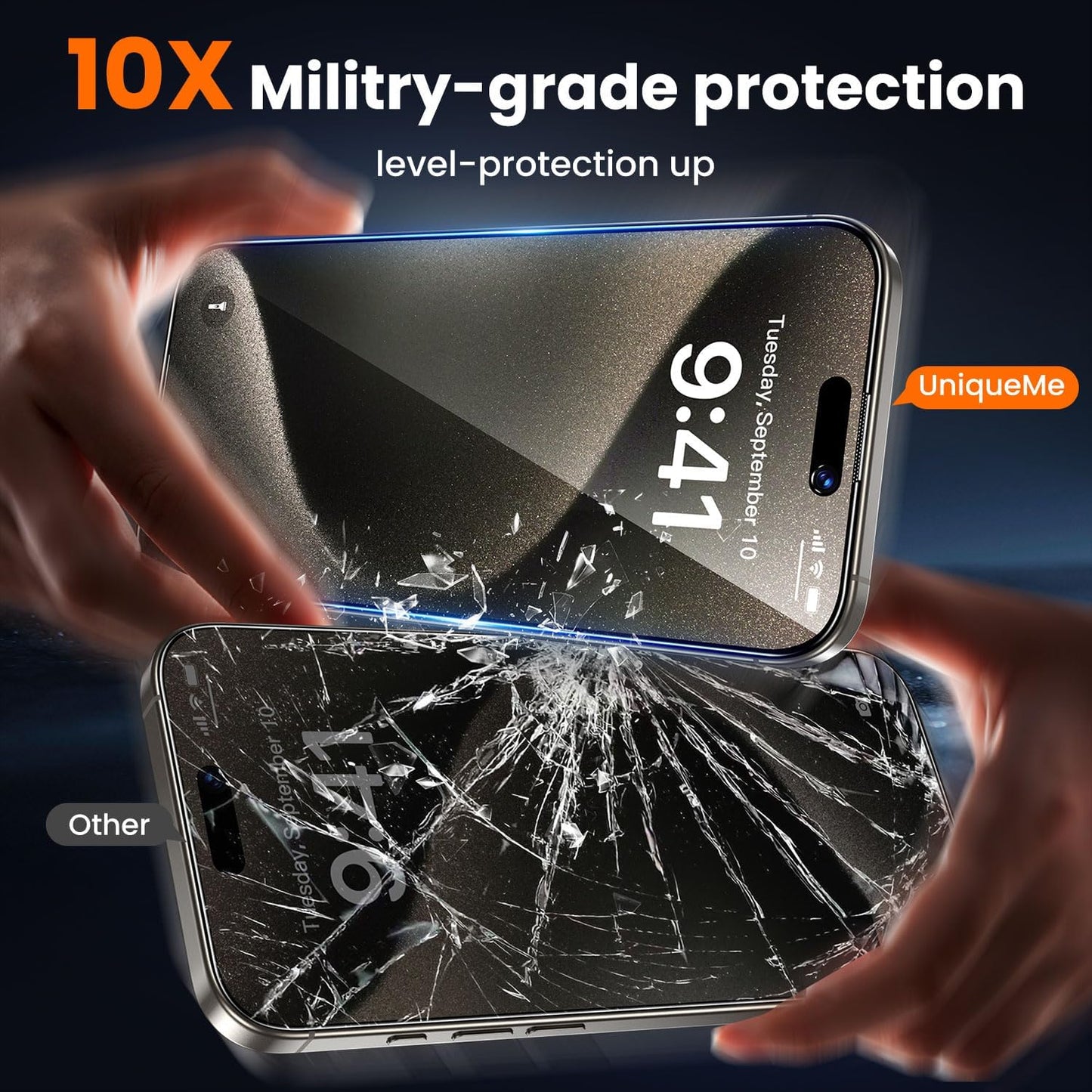 2 Pack 15 6.7 inch 9H+ 15 UniqueMe for iPhone Pro Max Privacy Screen Protector - [Military Grade Shatterproof