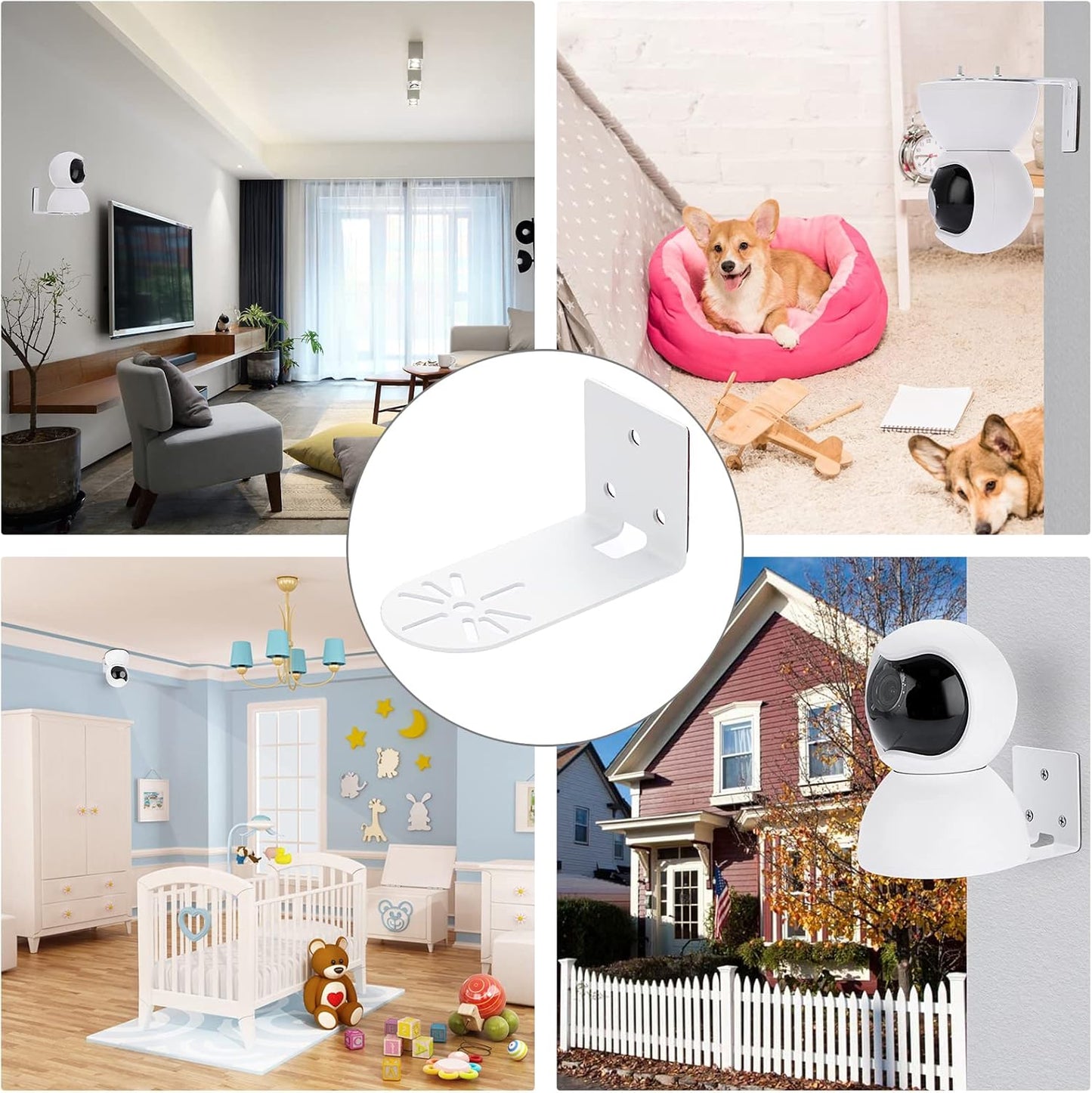 Sumnacon 6PCS Wall Mount Camera Shelf- Metal Small Wall Shelf with Adhesive,Universal Small Floating Shelf for Security