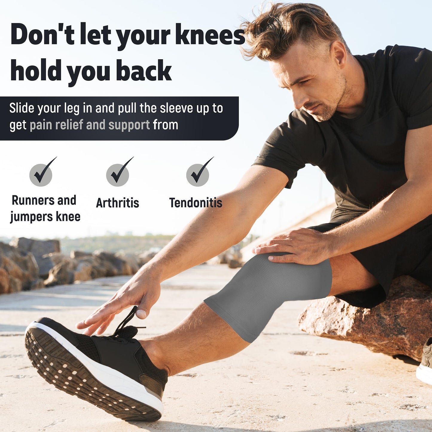 Knee Brace for Women & Men (Pair) – Knee Sleeves for Running, Workout, Weightlifting & Sports – Compression Knee Support for Knee Pain Relief, Meniscus Tear & Arthritis