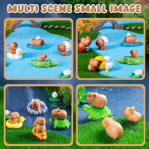 Exasinine Mini Capybara Figurines - 27pcs Resin Cake Toppers for DIY Fairy Garden & Home Decor