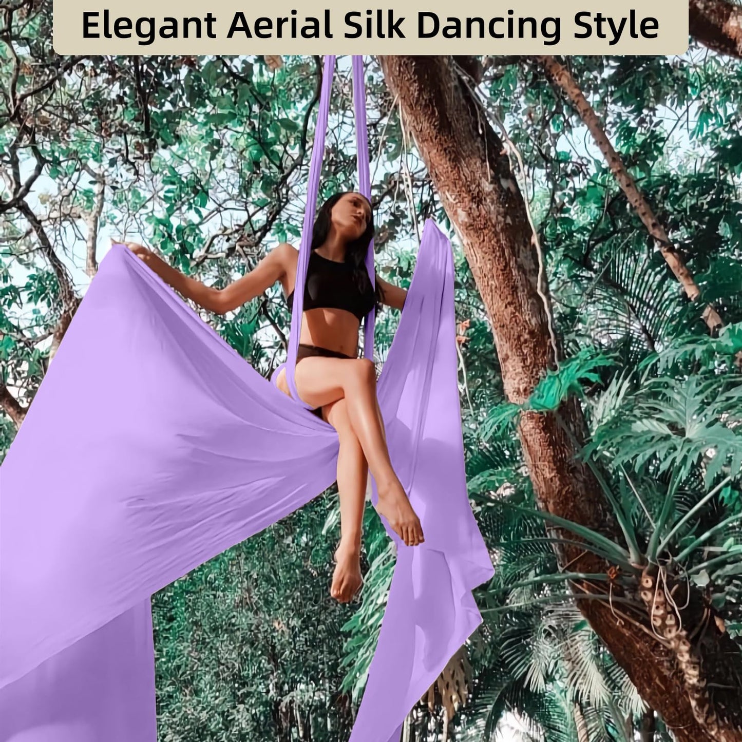 PRIORMAN Aerial Silk Set, Premium 9Yards/8.2m Medium Stretch Fabric Silks, Perfect for AntiGravity Hammock Yoga Training & Dance Circus Performances Includes Hardwares & Daisy Chains（lake blue）