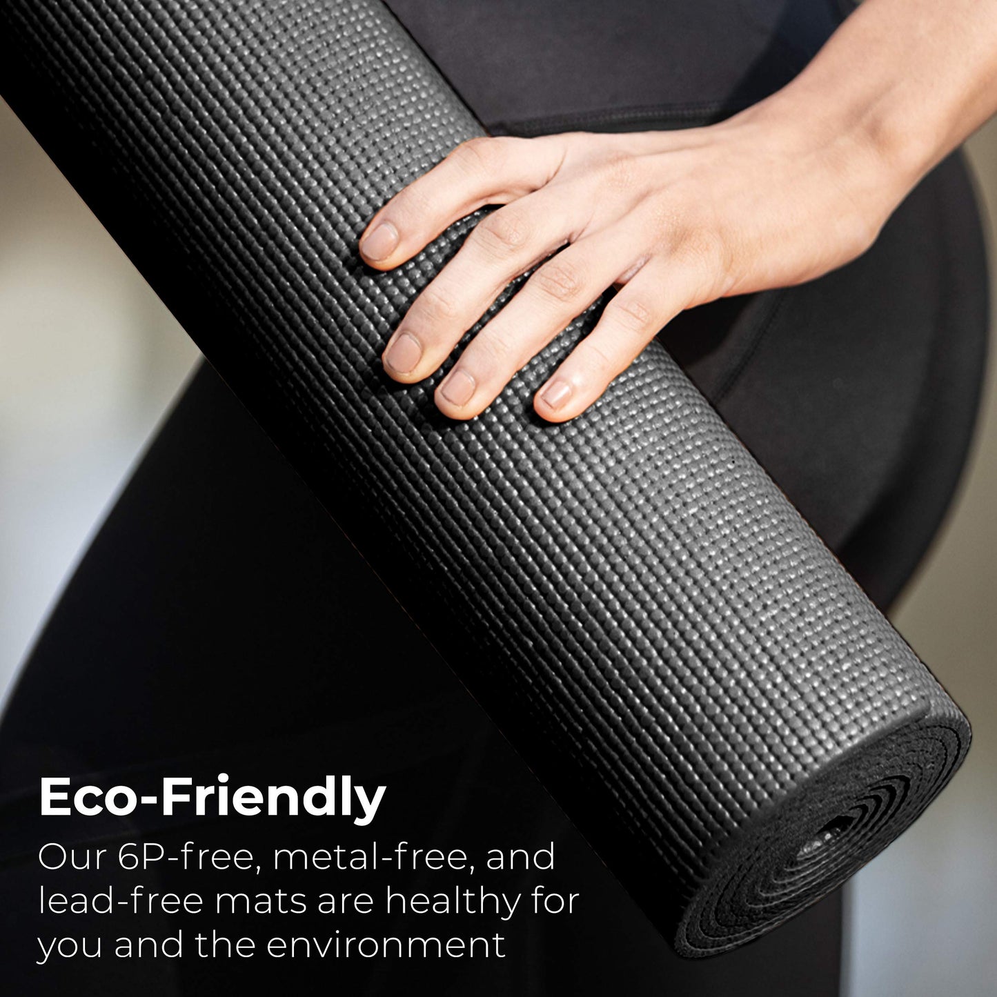 Hello Fit 10-Pack Yoga Mat, 68" x 24" Non Slip Exercise Mat, 4mm Thick Gym Mat for Fitness and Stretching, Bulk Non Toxic Yoga Mats for Schools and Studios, Black