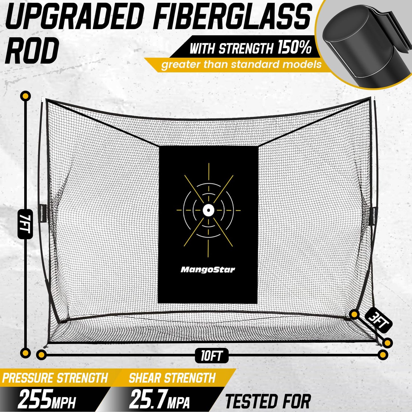 Mangostar Golf Net, 10x7ft Heavy Duty Golf Practice Net for Backyard Driving Real Golf Balls with Target Cloth and Carry Bag, Indoor Outdoor Golf Hitting Training Set Ideal Gift for Golfers