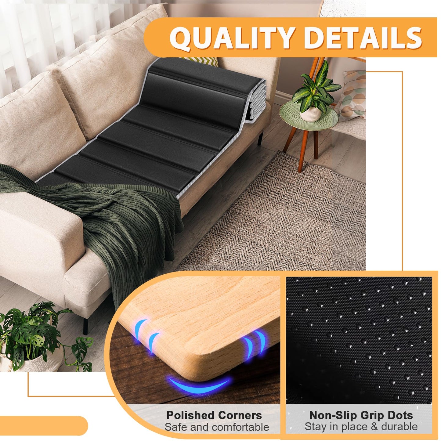 LAVEVE Heavy Duty Couch Cushion Support Board for Sagging Sofa, 24''x72'' Extra Thick Solid Wood Under Couch Insert with Anti-Slip Dots, Repair Sagging Spring Sofa