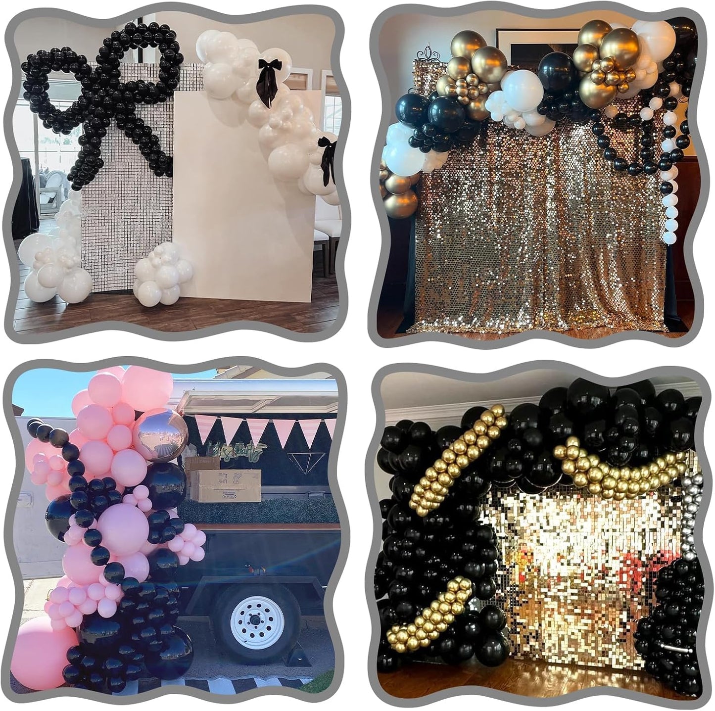 Skiennix Black Link Balloons - 120 Pcs 6-Inch Latex Balloons for Birthday & Wedding Decor