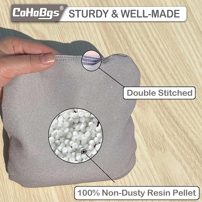 CoHoBgs Corn Hole Bags Set 8, Professional Cornhole Bags Dual-Sided Slick & Stick Resin Filled Suede and Duck Canvas Bean Bag for Cornhole Game Includes Carry Case