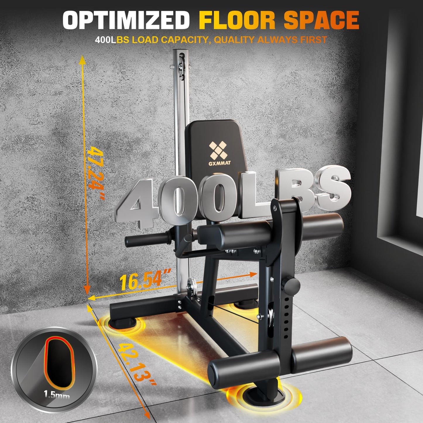 GXMMAT Leg Extension Machine - Multifunctional Workout Equipment for Home Gym, 400lbs Capacity with Adjustable Backrest & Leg Roller, Compact Strength Training for Quads, Hamstrings, Glutes and Core
